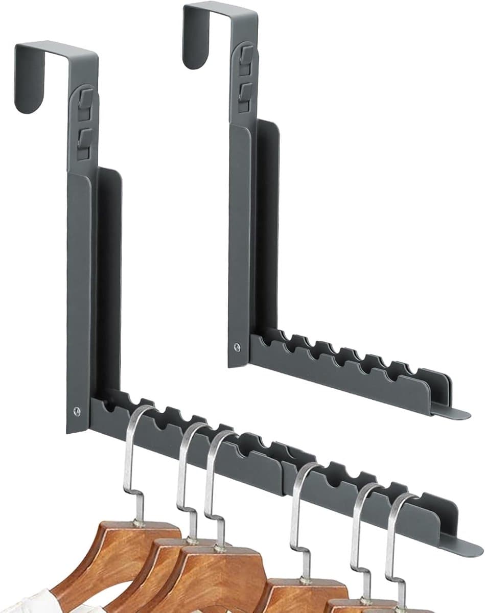 Opvouwbaar Telescopisch Droogrek - 2 stuks - Inklapbaar Wanddroogrek - Wandmontage voor Kleding - Kledinghanger - Uitklapbaar Kledingrek Wand - Wanddroogrek voor Kleding - Droogrek voor kleding aan de muur - Droogrek voor wasgoed - Grijs — afbeelding 1