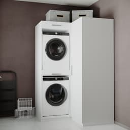 Wasophoogte® Wasmachine Kast London - Wasmachine verhoger - Wasmachine ombouw - 700(D)*1365(B)*2110(H) mm - Wit — thumbnail 2