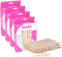 Sorbo Wasknijpers - Hout - 144 stuks (4x36) — thumbnail 1