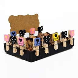 Mini wasknijpers set - 24 stuks - natuurlijk hout - decoratief — thumbnail 2