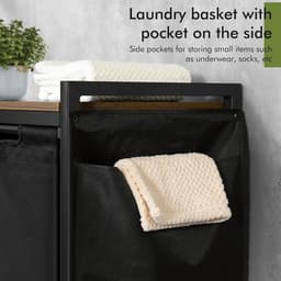 Laundry Basket with 3 Compartments and Shelf - Total Capacity 3 x 50 L - Removable Oxford Cloth Bag - Side Pockets and X-Shaped Holder — thumbnail 3