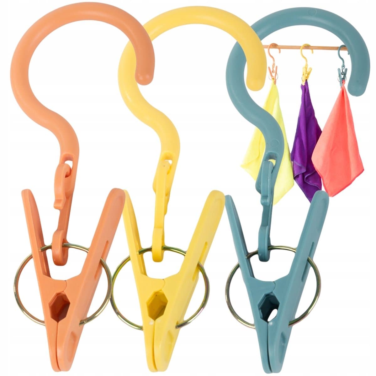 Clip met Haak – Set van 3 Stuks | Wasknijpers I Sterke Wasdroogclip - Wasrek – Ideaal voor Binnen, Buiten & Op Reis! — afbeelding 1