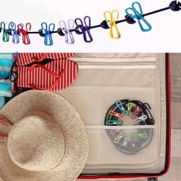 Retractable Portable Clothesline with Pegs for Indoor and Outdoor Use - 2pcs — thumbnail 3
