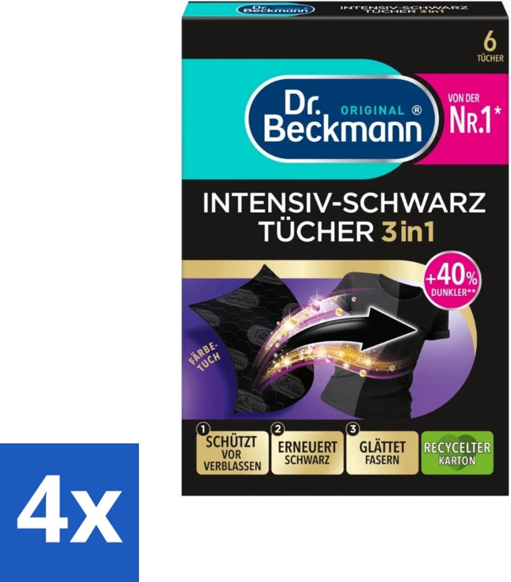 Dr. Beckmann - Kleurverzorging - Intensive Black 2 in 1 - Donkere Was - 6 Doekjes - Voordeelverpakking - 4 stuks — afbeelding 1