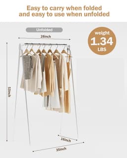 Reishanger - opvouwbare hanger - Droogrek - Inklapbaar Wasrek - Geschikt voor reizen - Inklapbaar Droogrek - Staand Kleding Wasdroogrek - Droogtoren - kleding droogrek - Badkamer/Balkon/Binnen/Buiten — thumbnail 2
