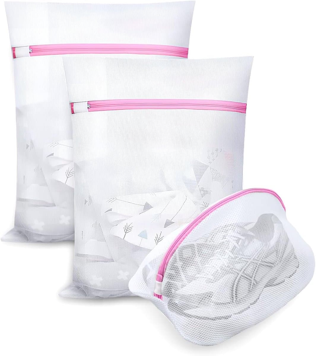 Grote waszak - Wasnet - Waszak - wasnetten - Grote waszak - Waszak met rits - Voorkomt dat kleding vervormt en kreukt - 3 stuks - Geschikt voor truien, overhemden, ondergoed, sokken, schoenen - 40*50cm — afbeelding 1