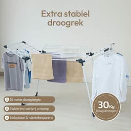 MKSS® Droogmolen met Voet voor Camping & Thuis - Wasrek Staand - Droogrek Inklapbaar - Zwart + Wit — thumbnail 3