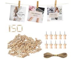 Mini houten klemmen - kleine knijpers - 150 stuks - decoratief