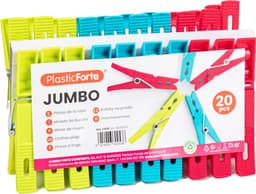 Plasticforte Wasknijpers XL formaat - 20x stuks - felle kleuren mix - kunststof - 10 cm - Was ophangen — thumbnail 1