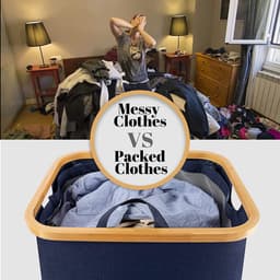 Bathola Wasmand met deksel, wasmand met uitneembare wit, ademende waszak, wassorteerder voor badkamer, slaapkamer, wasverzamelaar, Laundry Baskets, opvouwbare wasbox, 100 liter, donkerblauw — thumbnail 3