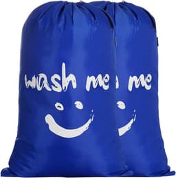 2 stuks waszakken voor op reis, vuile was, wasverzamelaar, waszak, grote opvouwbare wasmand, opbergtas, wasmand voor buiten, wasbak, stof, 120 l, donkerblauw — thumbnail 1