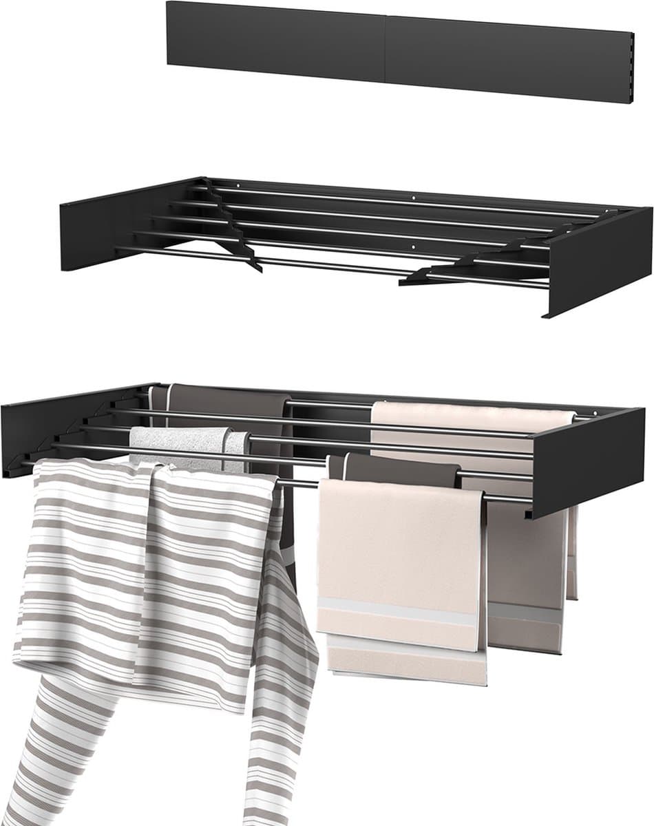 Wasophoogte® Wanddroogrek - Wandmontage Droogrek - Inklapbaar - Muurdroogrek - Wasrek hangend - 80cm - 4m Drooglengte — afbeelding 1