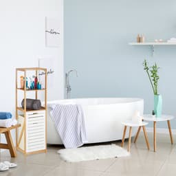 badkamerrek met wasmand - 130 x 37 x 33 cm - 3 vakken - vrijstaand - smal - natuur — thumbnail 2
