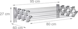 wanddroogrek inklapbaar - 8 m - uitschuifbaar - aluminium - 27 x 95 x 60 cm - zilver — thumbnail 3