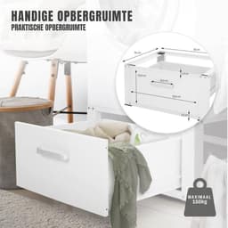 YOR® Wasmachine Verhoger - Wasmachine Verhoger met Lade - Wasmachine Sokkel Met Laadcapaciteit tot 150 KG - Wasmachine Kast - Wasmachine Ombouw – Wasmachineverhoger - ‎Wit- 63cm x 54cm x 32 cm; 9 kg — thumbnail 3