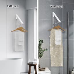 QTTVBTNA - 2 Stuks Droogrek - Kledingstang - Inklapbaar - Wandmontage Wasrek Kledingrek - Ruimtebesparend Inklapbaar Ontwerp - Voor Was Drogen Handdoeken Kleding en Binnen Gebruik - Stevig Duurzaam en Lichtgewicht - Wit — thumbnail 5