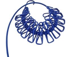 Waslijn met clips - Draagbaar droogrek - Buiten drogen - Intrekbaar ontwerp - 12 clips - Blauw