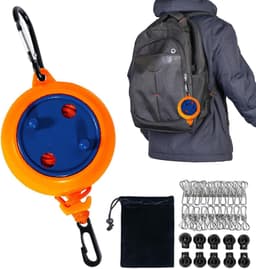 Intrekbare waslijn - Draagbare droger - Kleding drogen - Winddicht ontwerp - 10 meter - Oranje — thumbnail 1