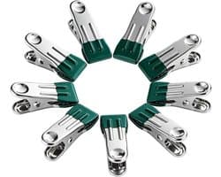 Metalen Kledingspelden - Wasknijpers Clips - Huishoudelijke Organisatie - Roestvrij Staal - 5.5 cm Lengte - Groen