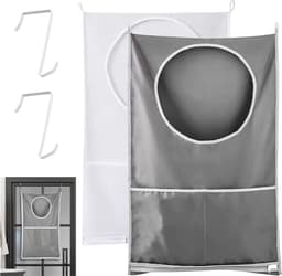 Hanging Waszakken Set van 2, 77x50cm Opbergmand voor Wasgoed, Inclusief Rvs en Zelfklevende Haken voor Thuisgebruik — thumbnail 1