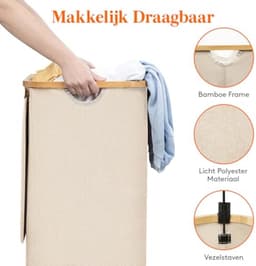 Opvouwbare wasmand met deksel en afneembare zakken - 100 liter - Lichtgewicht en ruim — thumbnail 4