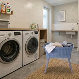 Bathroom Solutions wasmand op poten - donkerblauw - 35 ltr - 60 x 40 x 28 cm - Wasgoedmanden — thumbnail 2