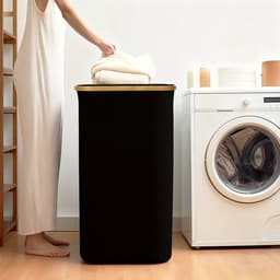 NETTLIFE Wasmand Met Deksel - Zwart - Opvouwbaar - Met Handgrepen En Afneembare Zak - Lichtgewicht En Compact - Voor Slaapkamer Badkamer Studentenkamer En Wasruimte — thumbnail 2