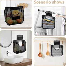 Wasknijperzak - Opbergmand - Wassen Organiseren - Met Hanger - 30 x 30 x 10 cm - Zwart — thumbnail 5