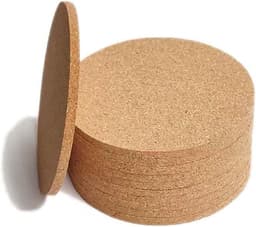 Set van 4 rond kurk onderzetters, 10 cm diameter, 5 mm dik, ideaal voor glazen, tafelonderzetters voor huis, kantoor en horeca — thumbnail 1