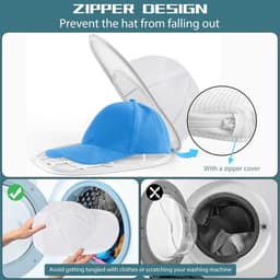 Pettenwasser voor de wasmachine – Pettenreiniger voor baseballcaps met frame en wasnetje - 2-pack - wit — thumbnail 4