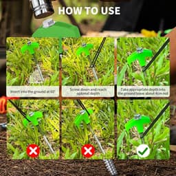 Set 12 groen/zilveren stalen tentpinnen 25cm – inclusief boor en spijkertrekker, geschikt voor harde grasondergronden — thumbnail 2