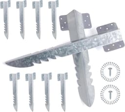 Set 10 spoorbielzensteunen 41,5cm – stevige houten palen met ankers voor tuinaanleg, gazons en opritten — thumbnail 1