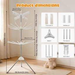 Droogmolen met Voet voor Camping & Thuis - Wasrek Staand - Droogrek Inklapbaar - Wit met Zwart outdoor set — thumbnail 5