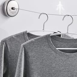 Intrekbare Waslijn - Wandwaslijn Droogrek - Kleding Drogen - Roestvrij Staal - 280cm - Zilver — thumbnail 3