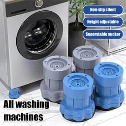 Verstelbare Beugelbasis - Apparaatvoetjes Wasmachine - Apparaten Verhoging - Antislip Schokabsorptie - 7 x 7 x 9 cm - Grijs — thumbnail 3