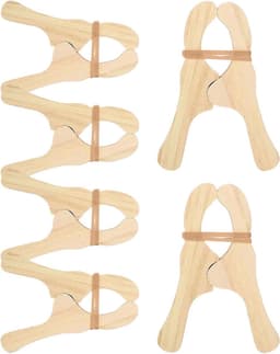Houten wasknijpers - Kledingklemmen - Kleding drogen - Kindveilig ontwerp - 6 stuks - Houtkleur — thumbnail 1