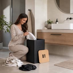 Wasmand - 55 l - met gaatjes - zwart-naturel — thumbnail 2
