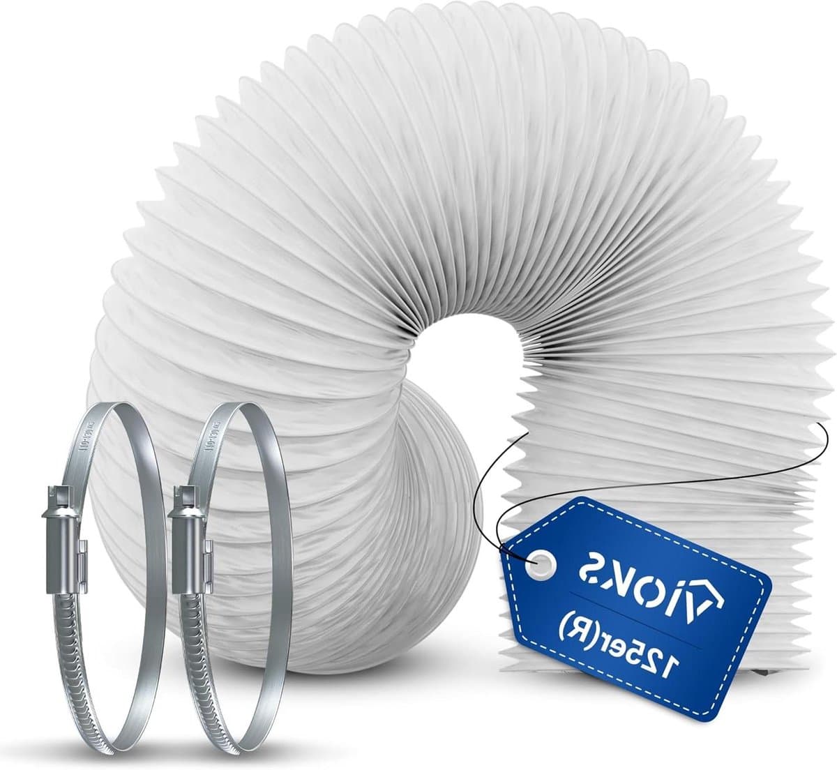 Afvoerslang Airco - Flexibele slang - Mobiele koeling - Met slangklemmen - 3 meter 125 mm - Wit — afbeelding 1