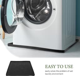 Wasmachine Mat - Apparaat Onderlegger - Vocht Opvangen - Verhoogde Rand - 60x60 cm - Zwart — thumbnail 5