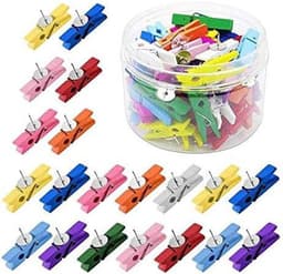 Houten Clips Punaises - Creatieve Spelden - Foto's Bevestigen - Combinatie Ontwerp - 50 Stuks - Multicolor — thumbnail 1