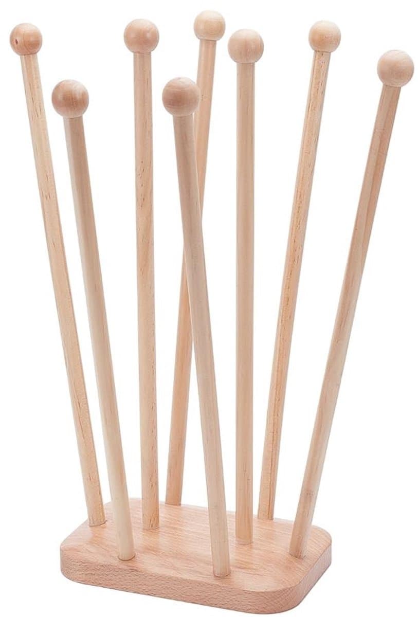 Dailygoods- Droogrek voor Plastic Zakken - Herbruikbare Zak Houder - 8 Pilaren - Beukenhout - Stabiele Basis - Afmetingen 100x150x319mm - Afdroogrek — afbeelding 1