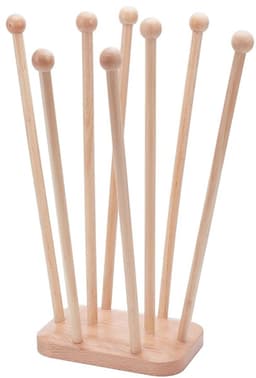 Dailygoods- Droogrek voor Plastic Zakken - Herbruikbare Zak Houder - 8 Pilaren - Beukenhout - Stabiele Basis - Afmetingen 100x150x319mm - Afdroogrek — thumbnail 1