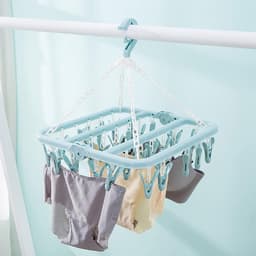 Dailygoods- Washanger Winddicht - Opvouwbaar Droogrek - 32 Clips met Antisliptanden - Lichtgewicht Hanger - Geschikt voor Camping - Ruimtebesparend Ontwerp - Waslijn — thumbnail 2