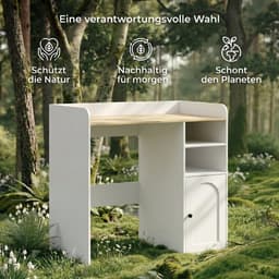 HOMCOM Kast boven wasmachine-MDF-93,5L x 60B x 100H cm-Wit + Natuur — thumbnail 5
