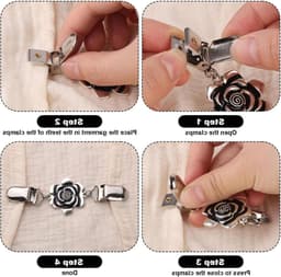 3-delige Vintage Kledingknijpers voor Dames, Perfect voor Truien, Sjaals en Colletjes - Stijlvolle Accessoires met Strik, Bloem en Rechthoek Design — thumbnail 3