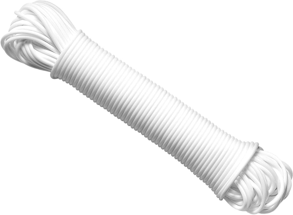 Kledinglijn Plastic - Waslijn Buiten - Kleding Drogen - Lage Rek Kern - 30 Meter - Wit — afbeelding 1