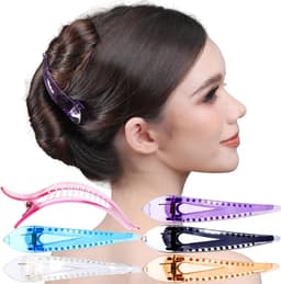 Haarspeld Eendenbek - Krokodillenclips Gebogen - Haar Styling - Sterke Grip Tanden - 14 cm Groot - Transparant Meerkleurig — thumbnail 1