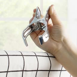 4-stuks Windbestendige wasknijpers van roestvrij staal - Wasknijpers van roestvrij staal - Deken- en kledingdroogklemmen - Klemmen - Sterke klemkracht - 14 cm - Geschikt voor dekens, kleding, handdoeken, enz. - Zilver — thumbnail 5