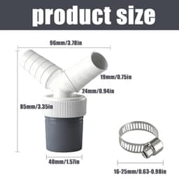 Y-stuk afvoeraansluiting voor wasmachine en vaatwasser - Dubbele aansluiting Ø 19-24 mm naar 40 mm - Wit - Eenvoudige montage met slangklemmen — thumbnail 3