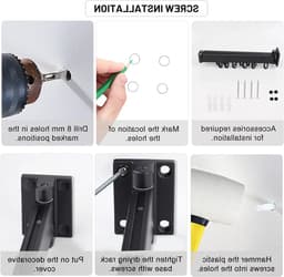 Uittrekbaar inklapbaar wandmontage droogrek - 90 cm kledingstang met 12 ophanghaken - voor wasruimte badkamer slaapkamer — thumbnail 3